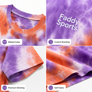 Custom Logo Oversized Tie Dye T-Shirt Men Unisex Heavyweight Cotton Vintage Acid Wash Streetwear Hip Hop Summer <b>Tee</b> Tops - Product Image 4