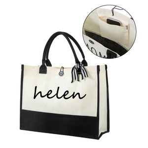 Sac à main élégant en jute naturel avec fermeture éclair pour femme - Sac de rangement écologique pliable, capacité 10-20L pour les voyages et le shopping - Product Image 1