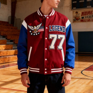 Veste universitaire de baseball formelle en toile 100 % coton, résistante au vent, brodée, style Letterman, vente en gros d'usine - Product Image 4