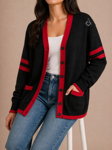 Cárdigan de Punto Personalizado al por Mayor de HMR para Mujeres de la Hermandad Griega Delt Sigma, con Frente Abierto, Logotipo Personalizado en Contraste, para Eventos de la Hermandad, Reuniones en el Campus - Product Image 5