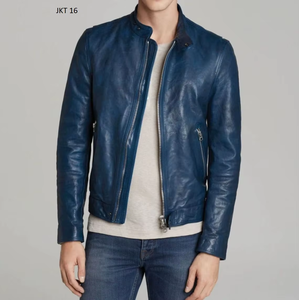 Veste en cuir pour homme bleue, jaune, rose - Product Image 2