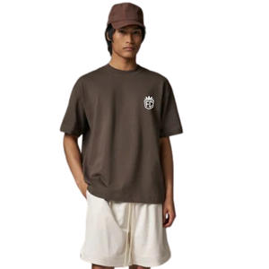 Camiseta Premium para Hombre, 100% Algodón, Bordada, 230g, Color Marrón Oscuro, Cómoda, Informal, Estilo Urbano, Suave y Transpirable - Product Image 6