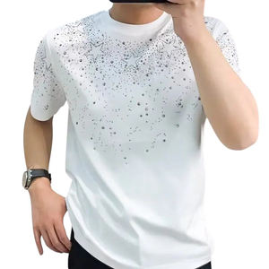 T-shirt à manches courtes pour hommes, avec étoiles en strass, luxueux, scintillant, orné de cristaux, Streetwear, pour fête et mode, nouvelle mode - Product Image 3