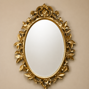 Antique Gold Oval Wall Mirror Ornate Floral Leaf Frame Decorative Vintage Mirror for Bedroom Living Room Home Decor - Product Image 2