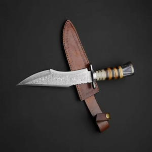 Couteau de chasse Bowie de luxe en acier Damas, personnalisable OEM/ODM, lames PRESTIGE, pointe tombante, poignée robuste en os de chameau - Product Image 2