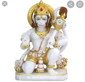 Spotless Pure Marble Beautiful Painted Veer Hanuman Ji Lord Statue - Product Image 5