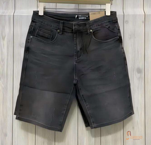 Shorts Bermuda en toile de coton bleu foncé pour homme, taille mi-haute, fermeture boutonnée, style décontracté avec poches 291657ZA - Product Image 6