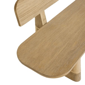 Banc de jardin en teck massif avec assise en rotin tressé, mobilier moderne 2 places - Product Image 4