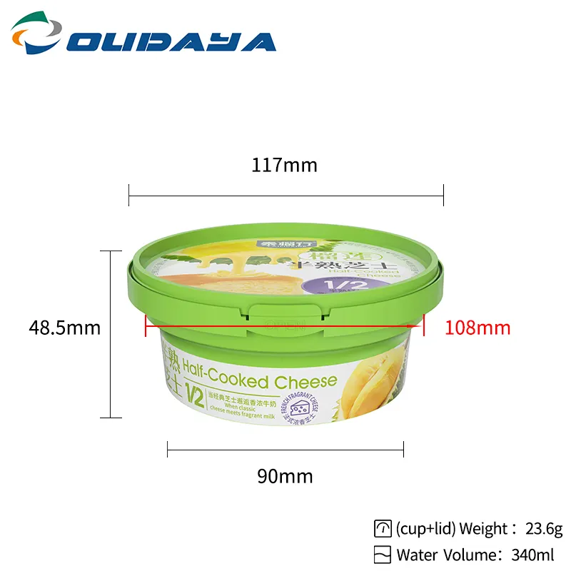 340ml 300g desechable PP inyección de plástico en forma de pudín yogur recipiente de plástico