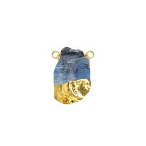 Colgante de Piedra Natural de Cianita con Baño de Oro de 18K, Conector para Hacer Collares con Piedra de Nacimiento - Product Image 1