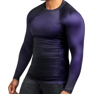 เสื้อรัดรูปแขนยาวสำหรับผู้ชาย MMA Rash Guard แห้งเร็ว ผลิตจากผ้าสแปนเด็กซ์และโพลีเอสเตอร์ สำหรับฝึกซ้อมและออกกำลังกายแบบ Mixed Martial Arts - Product Image 1