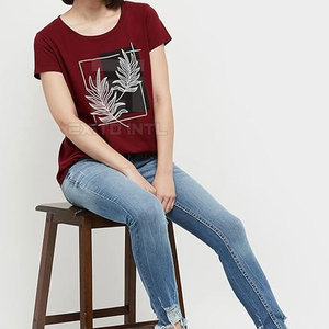 Camiseta de Verano para Mujer, Estampada, Transpirable, Ecológica, de Poliéster de Secado Rápido, Personalizable, Cuello Redondo, Manga Corta, Suave y Ligera - Product Image 2