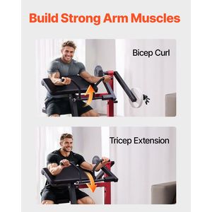 Macchina per curl Preacher 2-in-1 per bicipiti e tricipiti, attrezzo per allenamento di forza isolato con funzione schienale - Product Image 2