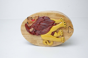 Handmade Wooden <b>Puzzle</b> <b>Box</b> Folk Art Carved Figure Irregular Shape Home Decoration - Product Image 5