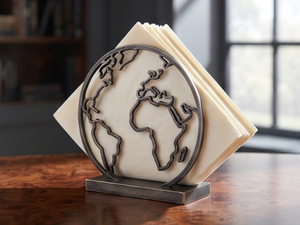 Porte-serviettes en métal avec motif de l'essentiel du monde, design globe terrestre, texture moulée, pour cuisine et salle à manger, vente en gros - Product Image 2