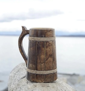 Handmade Wooden Beer Mug Dragon Handle Vintage Style <b>Drink</b> Holder Classic Design Men Eco-Friendly CE Certified Microwave-Safe - Product Image 1