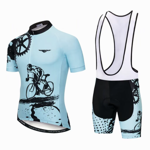 <b>Men</b> <b>Cycling</b> <b>Jersey</b> Set Short <b>Sleeve</b> Bike Clothing Kit Quick Dry Breathable Road Mountain Biking Wear - Product Image 5