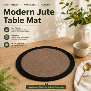 Modern Jute Table Mat with Cotton Dori Handmade Eco-Friendly Round <b>Dining</b> Placemat Best Quality for Home Hotel Use Bulk Exporter - Product Image 2