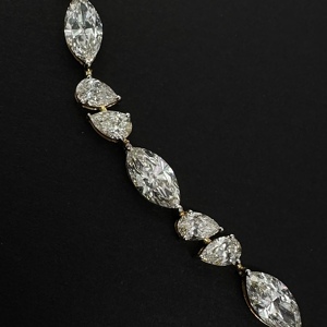 Pulsera de tenis de oro amarillo de 14K con diamantes cultivados en laboratorio de 11.57 CT en forma de pera y marquesa para mujer, joyería fina - Product Image 5