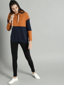 Sudadera con Capucha para Mujer, Diseño Color Block, Manga Larga, Estilo Casual, Otoñal, Tejido de Algodón y Bambú, Transpirable, Corte Regular - Product Image 1