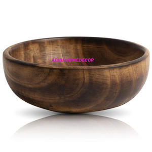 Bol de service en bois artisanal naturel pour salade, cuisine, salle à manger, décoration intérieure - Product Image 3