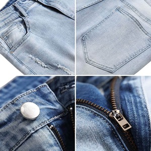 Blue Men's Denim <b>Work</b> <b>Jean</b> Shorts 100% Cotton Simple Style Knitted Weaving Method for Summer - Product Image 3