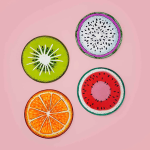 MDF Coaster Enamel Printed Round Fruit Printed Coasters Set Non-Slip Plastic <b>Mats</b> Cute Design Enamel Print MDF Coaster - Product Image 1