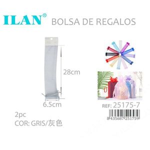Sacchetto Regalo Ilan 6,5x28 Cm in Organza Grigia per Confezioni Regalo e Bomboniere - Product Image 3