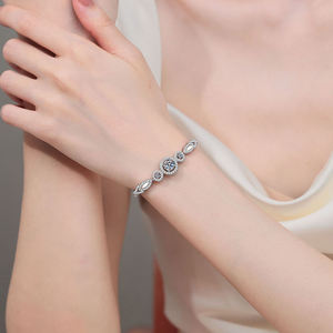 Silver <b>Rose</b> Gold Moissanite Tennis Bracelet Brilliant Cut Channel Setting Geometric Design Trendy Unisex GRA Certified Party - Product Image 4
