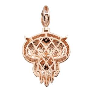 Pendentif hibou plaqué or rose, breloque ovale, bijou animalier tendance hip-hop avec pierres étincelantes, accessoire cadeau - Product Image 3