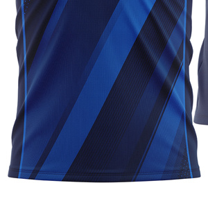 Custom Sublimated Soccer Jersey <b>Men</b> Blue Striped Crew Neck Short Sleeve Moisture Wicking Regular Fit Lightweight Color Blocked - Product Image 4