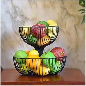 Stainless Steel Wire Fruit <b>Basket</b> Bowl | Round Metal Fruit Holder with Raised Stand | Kitchen Countertop Dining <b>Table</b> Storage - Product Image 4
