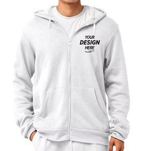 Sweat-shirt en molleton uni blanc unisexe à fermeture éclair, coupe classique, manches longues, 100% coton, vêtements d'hiver, Bella Canvas 300g, sweat à capuche - Product Image 4