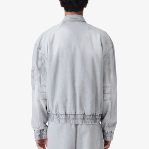 Chaqueta Bomber de Mezclilla con Lavado Ácido para Hombre al por Mayor, Chaquetas Cargo Casuales con Cremallera Oversize, Estilo Aviador, Logotipo Personalizado, Atuendos Vintage Streetwear - Product Image 6