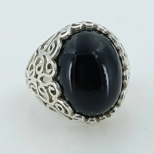 Black Onyx <b>Ring</b> 925 Sterling <b>Silver</b> Handmade Boho <b>Statement</b> Promise <b>Ring</b> for Women Natural Oval Black Onyx <b>Ring</b> July Birthstone - Product Image 1