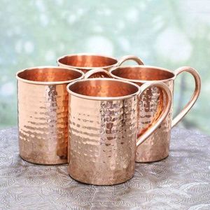 Copper mule beverage mug <b>set</b> for refined premium drink stations hammered finish metal cups durable reusable party mugs - Product Image 5