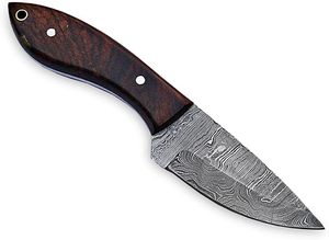Cuchillo Skinner de Acero de Damasco Hecho a Mano, Hoja Fija de Espiga Completa, Mango de Madera, Funda de Cuero, para Supervivencia al Aire Libre y Camping, 8 Pulgadas, 3 Años de Garantía - Product Image 2