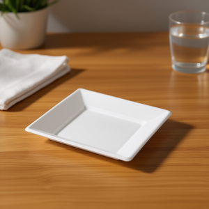 Plateau en plastique jetable 1015R PLATO LLANO CUADRADO BLANCO 23X23CM REUTI 5 UDS Pack de 5 Assiettes carrées jetables blanches - Product Image 2