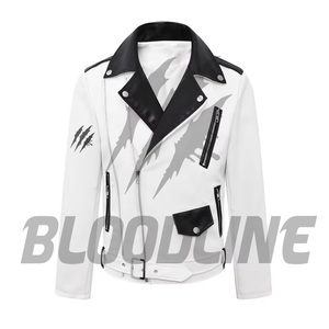 Men's Black PU Leather Moto <b>Biker</b> <b>Jacket</b> Turn-down Collar Zipper Closure Regular Fit Autumn Wear - Product Image 4