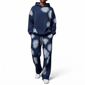 Unisex <b>Tie</b> <b>Dye</b> Hooded Tracksuit <b>Set</b> Cotton Sweatshirt and Jogger Pants Loose Fit Casual Autumn Wear Full Length Drawstring - Product Image 1
