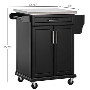 Carrello da Cucina Stile Antico con Piano in Acciaio Inox, Portaspezie, Isola in Legno Massello, Ruote in Metallo Nero, Design Moderno - Product Image 3