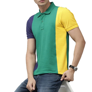 Camiseta Polo a Rayas Verde, Azul y Amarillo para Hombre, Ligera, Informal, de Algodón y Poliéster, con Logotipo Personalizado del Fabricante - Product Image 5