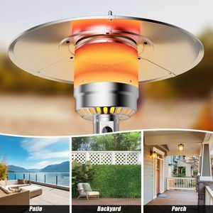 Calentador de pie para patio exterior de 48.000 BTU, gas propano LP, acero con mesa y ruedas - Product Image 3