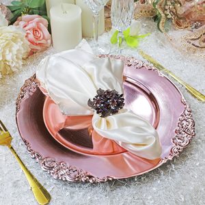 Plato Decorativo Redondo de Lujo en Oro Rosa para Servir la Cena, Ideal para Decoración de Mesas de Boda y Eventos - Product Image 6