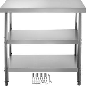 24x14x33 tavolo da lavoro da cucina in acciaio inox per esterni tavolo per la preparazione del barbecue 2 ripiano regolabile per la casa - Product Image 1