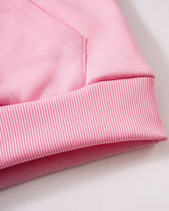 Pink Women Winter Hoodie Jogger Set Solid Color Two Piece Tracksuit Sporty Casual for Outfit Full Sleeve Regular Fit - Product Image 4