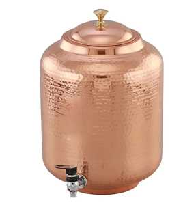 Distributeur d'eau en cuivre pur, finition martelée, avec pot de stockage, couvercle détachable et robinet - Product Image 6