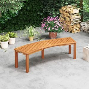 Banc de jardin incurvé en bois d'acacia avec assise à lattes pour foyer extérieur - Product Image 4