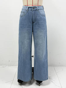 กางเกงยีนส์เดนิมเอวสูงทรงขาตรงสำหรับใส่ลำลอง - Product Image 6