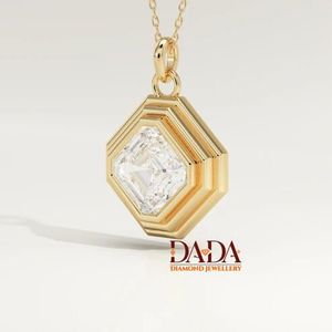 จี้เพชรทรง Asscher แบบเรขาคณิต เพชรเลี้ยงในห้องปฏิบัติการสำหรับผู้หญิง ตัวเรือนทองคำประดับเพชรเม็ดเดี่ยว ชุบโรเดียม ได้รับการรับรองจาก IGI - Product Image 6